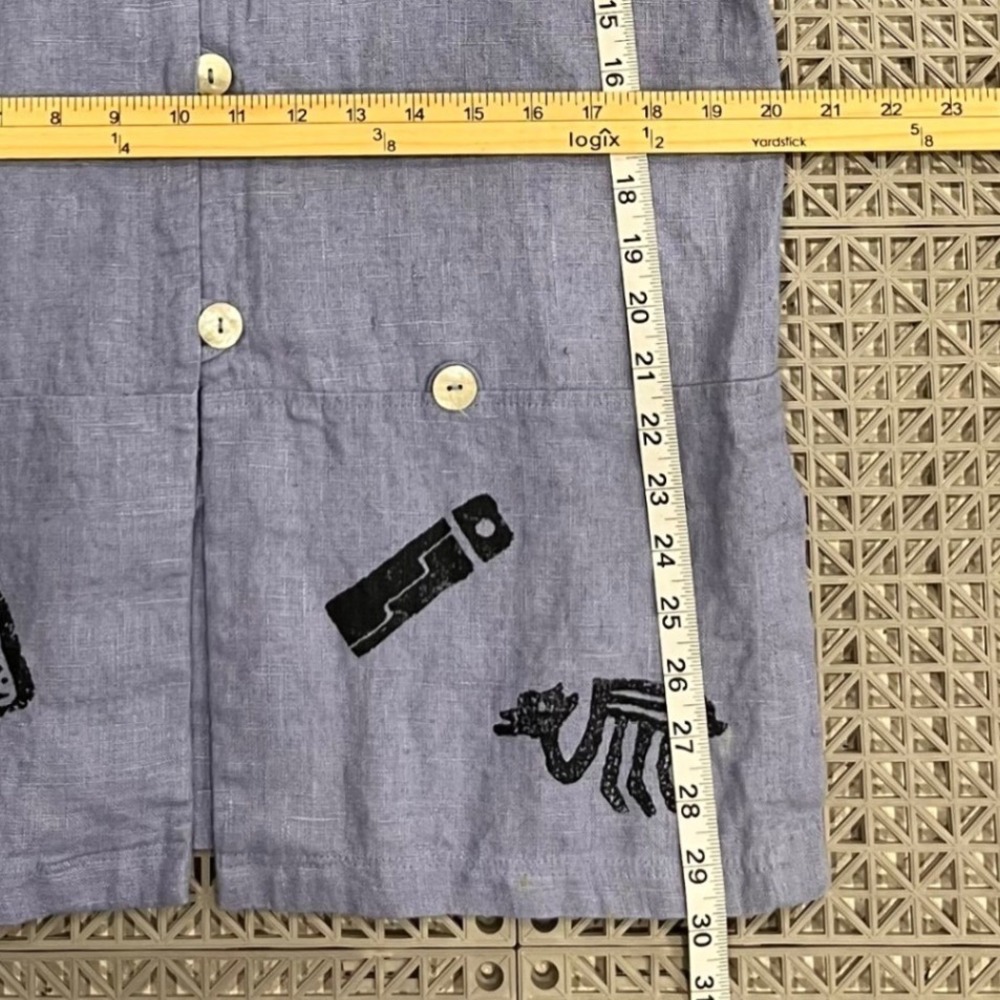 Vintage Positive Influence Top Pants Set Size 10P Purple Linen Boho Retro Motifs - Picture 14 of 16